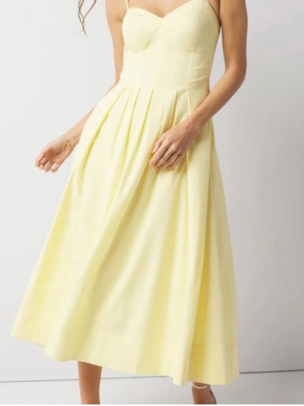 White House Black Market Lemon Spritz Yellow Midi Dress